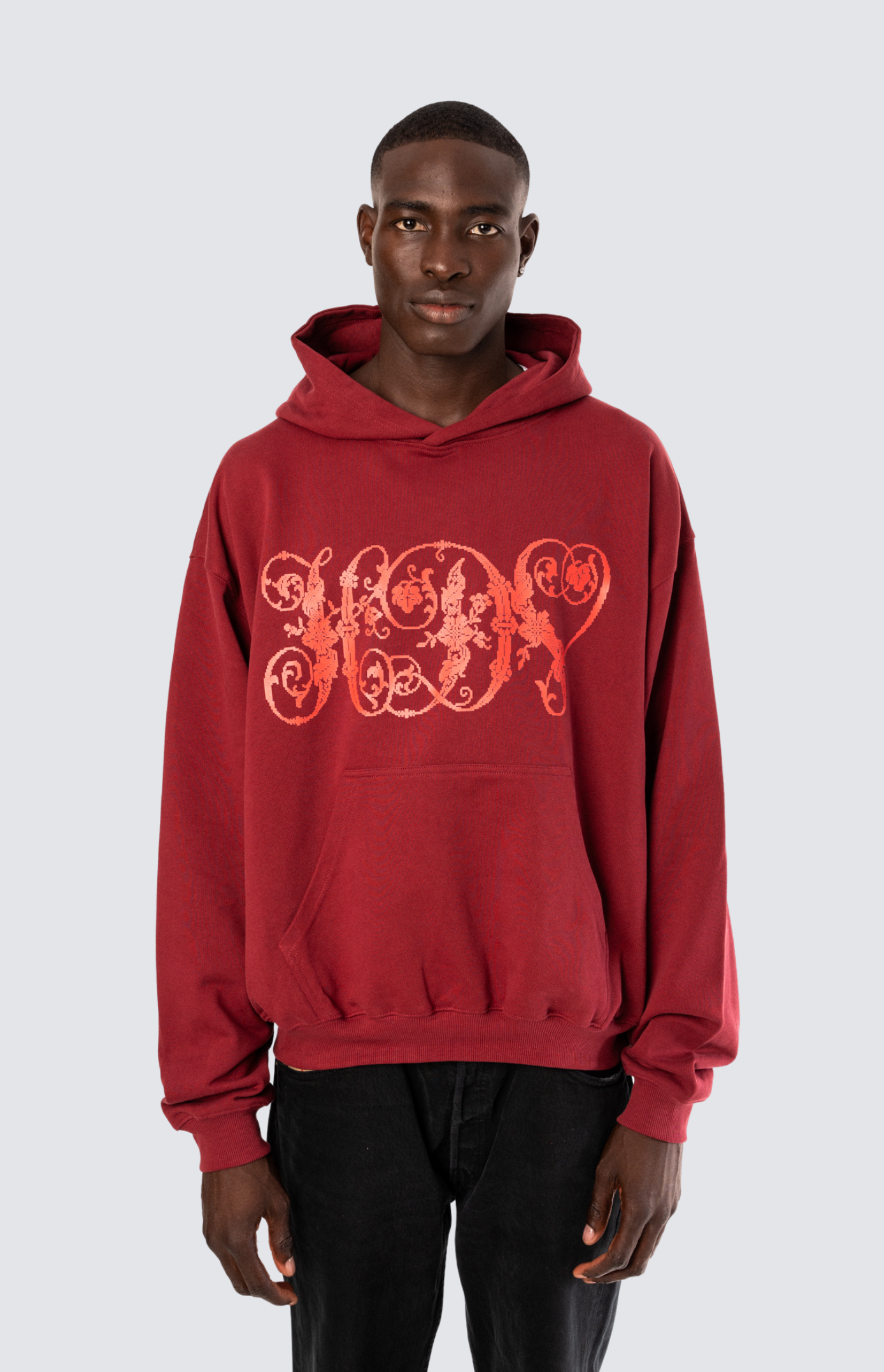 Court Flowers Hoodie - Burgundy